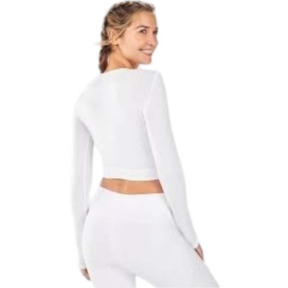Fabletics Ribbed Square Neck Top Women’s XXL 1X NWT Long Sleeve White Stretchy - Picture 2 of 7